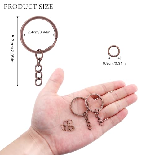 20Pcs Keychain Key Ring with Chain Bulk Split Key Chain，1.1 Inch Key Chains Parts with Open Jump Ring Connector for Jewelry Making Crafts (Bronze) - color: 20Pcs Bronze