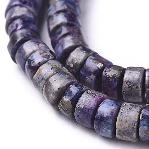 Craftdady 234Pcs Heishi Coin Natural African Pyrite Gemstone Beads Flat Round Disc Energy Healing Crystal Stone Loose Beads 6mm for Jewelry Bracelet Necklace Earring, Lilac - color: African Pyrite, Lilac, size: 6mm