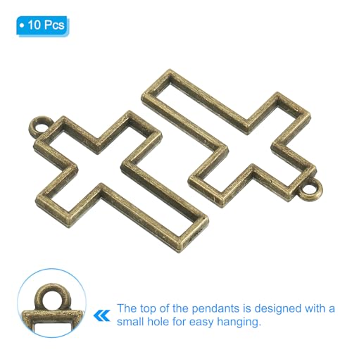 PATIKIL Alloy Open Back Bezel Pendants, Cross Shape Hollow Resin Pendant Frame for DIY Crafts Earrings Necklace Bracelet Making - color: Bronze
