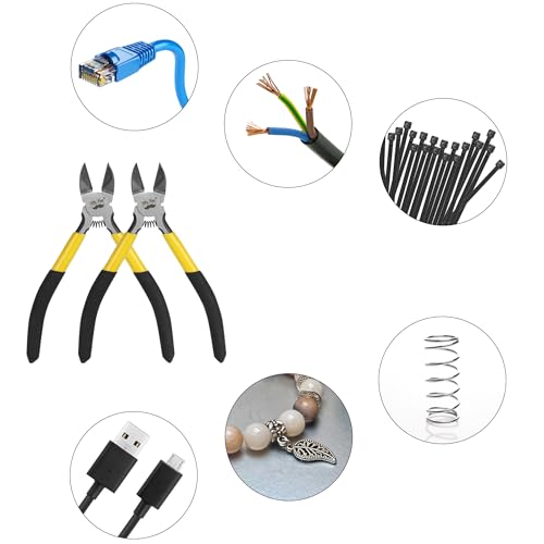 Mr. Pen- 5" Wire Cutters Bulk, 5 Pack, Precision Cutting Pliers, Ultra Sharp Wire Snips Wire Clippers, Diagonal Cutting Pliers for Jewelry Making Crafting, Wire Cutters Set - color: Yellow, Spring-loaded, size: 5 inch, 5 Pack