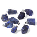 10pcs Irregular Raw Natural Lapis Lazuli Rock Stone Pendant Healing Crystal Chakra Gemstone Charm for Jewelry Making DIY Necklace Earrings Accessories Reiki - color: Lapis Lazuli