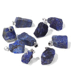 10pcs Irregular Raw Natural Lapis Lazuli Rock Stone Pendant Healing Crystal Chakra Gemstone Charm for Jewelry Making DIY Necklace Earrings Accessories Reiki - color: Lapis Lazuli