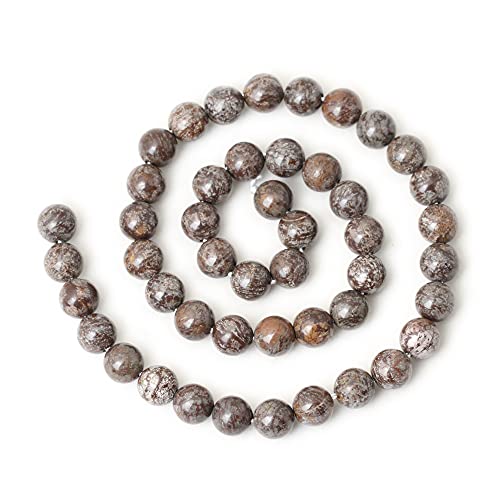 45PCS 8mm Natural Brown Snowflake Jasper Gemstone Round Stone Loose Beads for Jewelry Making 1 Strand 15" - color: Brown Snowflake, size: 8mm