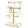 Bracelet Holder Jewelry Organizer Display - 3 Tier T Bar Velvet Stand, Beige Jewelry Storage for Bracelet, Necklaces, Earrings, Rings, Watches - color: Beige