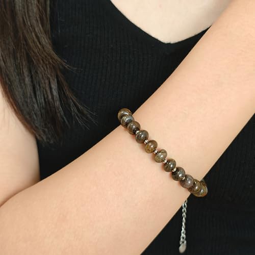 Natural Healing Gemstone Bracelet Handmade Yoga Stretch Elastic Bracelet Stress Relief Crystal Jewelry for Men and Women - color: Bronzite (Release Pressure), size: 5x8