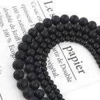 Stone Beads, 45pcs Matte Black Onyx, 8mm Round Loose Beads for Jewelry Making, Bracelets, with Bag, String & Card - color: Matte Black Onyx, size: 8mm