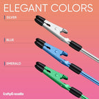 CraftyCrocodile Set of 3 Bracelet Helper Tool - Fastener Tool for Bracelet, Necklace, Jewelry, Watch - Сlip, Clasp Helper - Easy to Put on Yourself, Portable, Made of Metal, Silver, Blue, Emerald - color: Silver, Blue, Emerald