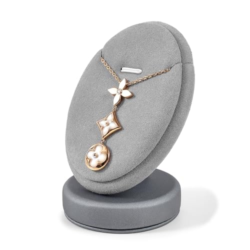 PU Leather Necklace Display Stand Microfiber Small Necklace Holder Jewelry Gift Display Stand For Birthday, Valentine's Day (Light Gray) - color: Light Grey