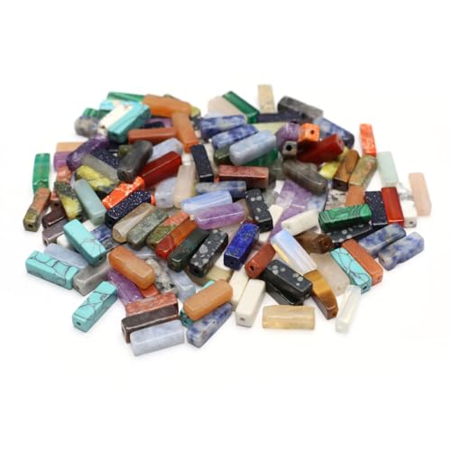 40 Pcs Healing Loose Beads Rectangle Shape Natural Necklace Stone Pendants Crystal Charms for Jewelry Making DIY Craft - color: rectangle