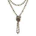 Bead Strand Versatile 60" Long Wrap Necklace - Handmade Knotted Multi Layer Sparkly Crystal, Semi Precious Natural Stone, Lava, Glass Faux Pearl - color: Natural Stone Bead - Dalmatian Jasper