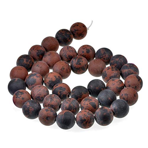 Natural Matte Gemstone Round Spacer Beads (4mm, Mahogany Obsidian) - color: Mahogany Obsidian, size: 4mm