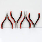 The Beadsmith Ergonomic Pliers Set – Extra Fine Tips – 5 Inches, 4-Pieces: Round Nose, Chain Nose, Flat Nose & Semi-flush Side Cutter – Leatherette Carrying Case Included – Tools for Jewelry Making - size: 4-piece Set - 5"