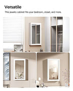 SONGMICS Lockable Jewelry Cabinet Armoire with Mirror, Wall-Mounted Space Saving Jewelry Storage Organizer, White UJJC51WT - color: White, style: Essential Capacity