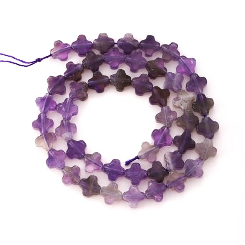 8mm Natural Amethyst Gemstone Faceted Clovers Beads Four-Leaf Spacer Loose Beads for DIY Jewelry Making Beads - color: Amethyst