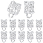 1 Box 160Pcs Bail Tube Beads Silver Bail Bead Bulk Textured Tibetan Alloy Tube with Loop Connector Pendant Links Charms Hanger Spacer for Jewelry Making Bracelets Earrings DIY Crafts - color: Silver