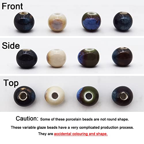 INSPIRELLE 180 Pieces Porcelain Beads Chinese NOT-Round Ceramic Beads 8mm for Handmade Jewelry Making Bracelets Necklace Making, Variable Glaze - color: Variable Glaze