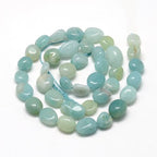 30-45Pcs/Strand Natural Amazonite Beads 15.7" Irregular Nuggets Stone Beads 8-15mm Gemstones Loose Spacer Bead for DIY Bracelet Necklace Jewelry Making Crafting - color: Amazonite