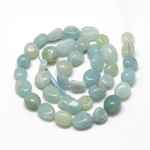 30-45Pcs/Strand Natural Amazonite Beads 15.7" Irregular Nuggets Stone Beads 8-15mm Gemstones Loose Spacer Bead for DIY Bracelet Necklace Jewelry Making Crafting - color: Amazonite