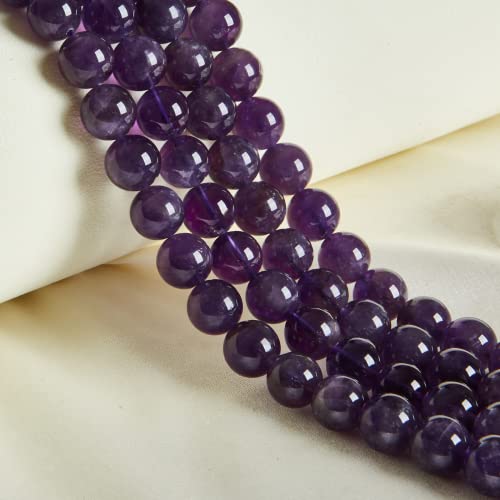 100pcs 8mm Amethyst Beads Natural Gemstone Beads Round Loose Beads for Crafting and Jewelry Making - color: Amethyst, size: 8mm