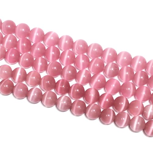 MJDCB 30pcs Pink Cat Eye Stone Beads 12mm Round Crystal Loose Bead for Jewelry Making DIY Bracelets Necklace - color: Pink, size: 12mm(30pcs)