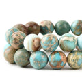 8mm Turquoise Blue Sea Sediment Imperial Jasper Round Gemstone Natural Stone Loose Beads for Jewelry Making Design Crafts 45 Pcs 15 Inch - color: Turquoise Blue, size: 8mm