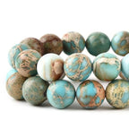 8mm Turquoise Blue Sea Sediment Imperial Jasper Round Gemstone Natural Stone Loose Beads for Jewelry Making Design Crafts 45 Pcs 15 Inch - color: Turquoise Blue, size: 8mm