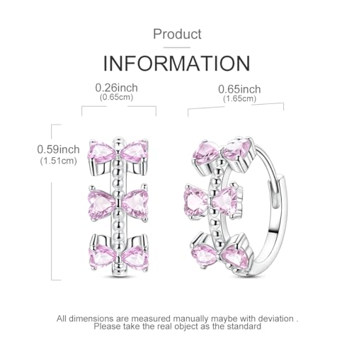 LAZA 925 Sterling Silver Hoop Earrings for Women, Sterling Silver Butterfly Hoops Colorful Flowers Hoop Huggie Earrings Hypoallergenic Jewelry Gifts for Women - color: Pink Bowknot Earring