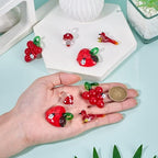 Beadthoven 8Pcs Handmade Lampwork Glass Beads Charm Red Glass Crystal Bird Mushroom Grape Apples Cute Glass Beads for DIY Spring Jewelry Making Bracelets Necklace Earrings Keychain - color: Red