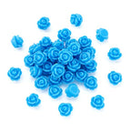 Beadthoven 50pcs Handmade Flat Base Opaque Resin Blue Rose Flower Beads for DIY Beading Jewelry Necklace Bracelet Earring Supplies 9x7mm Hole: 1mm - color: Blue Rose#9x7mm