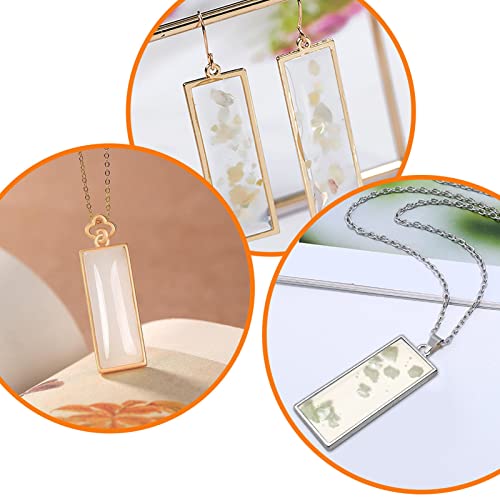 60pcs Open Bezels for Resin,Open Frame Pendant Hollow Frame Pendants Geometric Hollow Bezel Pendant Open Bezel Pendants Backs for Pressed Flower,Earrings,Bracelet,DIY Crafts(K Gold,White K) - color: K Gold,White K;Rectangle