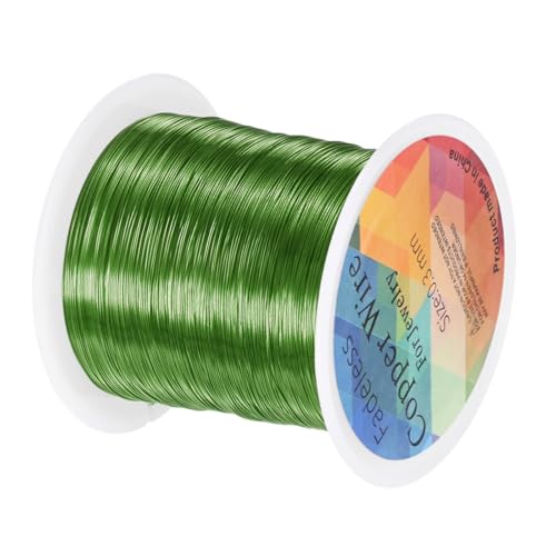M METERXITY 0.3mm Jewelry Wire, 28 Gauge 328FT Craft Wire Copper Beading Wire for Jewelry Making/Planting/Weaving/DIY Crafting, Soft Metal Wires [100M, Green] - color: Green, size: 0.3mm 28 Gauge