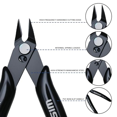 WISEUP 5pcs Small Wire Cutters, 170 Micro Flush Cutter Side Zip Tie Cutter for Jewelry Making, Electronics, Model Sprue,Soft Copper