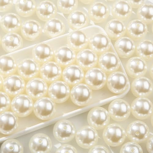 20mm White Pearl Beads 180pcs Chunk Bubblegum Bead Acrylic Pen Ball Beads for Pen Bag Jewelry Making Necklace Bracelets (White Pearl) - color: white pearl