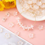 100pcs Cherry Blossom Beads, 5-Petal Gradient Acrylic Flower Beads, Mini Spacer Hair Accessories Halloween Christmas for Bracelets Earring Jewelry Making- White - color: White-B Styles
