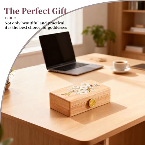 Travel Jewelry Case Small Wood Jewelry Organizer Jewelry Box for Women (Pine Wood Print B) - color: Pine Wood Print B