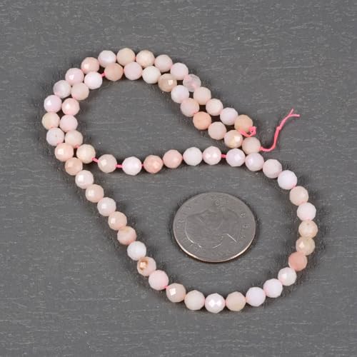 6mm Peruvian Pink Opal Faceted Gemstone Round Loose Beads Strand 15.5-16" DIY Jewelry Making - color: Peruvian Pink Opal