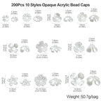 Ipotkitt 200 Pcs 10 Styles White Acrylic Flower Bead Caps ABS Plastic Spring Beads Imitation Pearl Flower Shaped Bead Caps Floral End Caps for DIY Craft Necklaces Bracelets Jewelry Making - color: 200pcs-White Flower Bead Caps-6.5~14.5mm