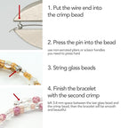 Bracelet Making kit with Czech Glass Beads & TOHO Japanese Rocailles, 2pc Memory Wire and crimps for begginers - Easy & Fast to do (Butterflies Purple Pink)