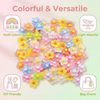 Keychain Charms Bulk 30pcs mixed Cute 3D Charms for Keychain Making for Bracelet Earring Jewelry Making DIY Crafts Includes Animal Food Fruit Flower Designs - color: Flower Mix