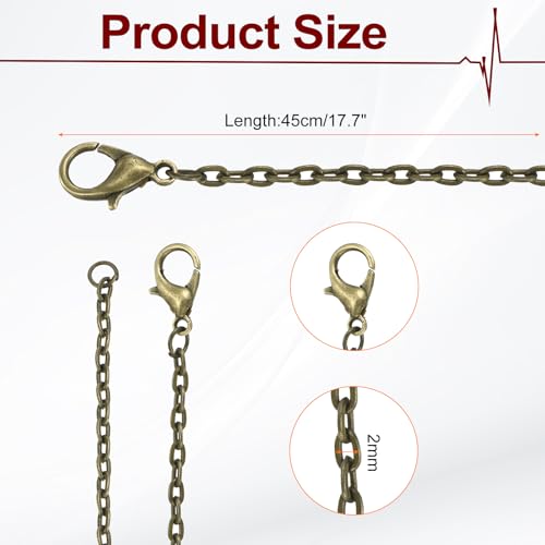 HARFINGTON 20 Pack 18 Inch Necklace Chains Bulk 2mm Bronze Plated Cable Chains with Lobster Clasps for Jewelry Making - color: Bronze, size: 18 Inch x 2mm