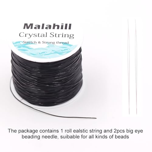 Elastic String Cord for Jewelry Making Bracelet Beading Thread,Stretchy String for Bracelets with 2 Pcs Beading Needles Beading Cord Black 0.6mm - size: Black 0.6mm