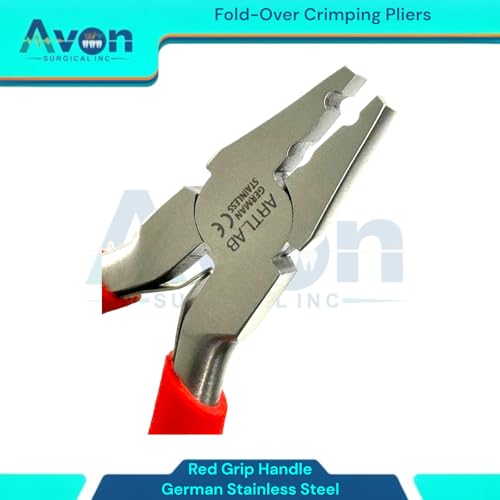 1 Each Fold-Over Crimp Pliers for Leather, Suede, and Crimping, Jewelry Making Supplies with Red Grip - German Stainless Steel