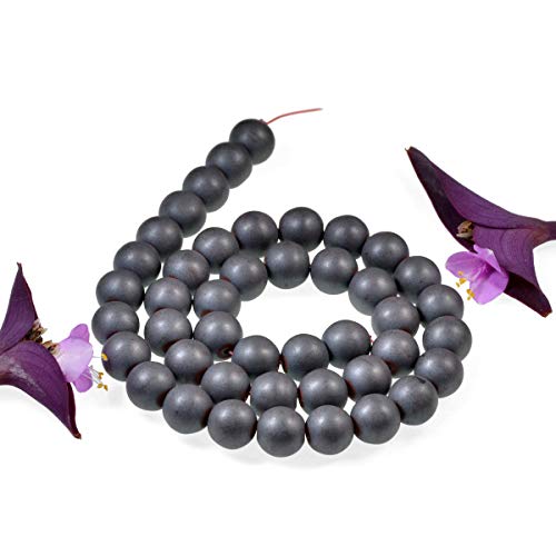 Natural Matte Gemstone Round Spacer Beads (4mm, Hematite) - color: Hematite, size: 4mm