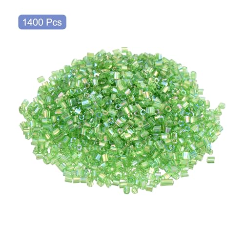 uxcell 1400Pcs Glass Bugle Beads, 1.5x1.5mm Tube Mini Loose Glass Seed Spacer Bead for DIY Earrings Necklaces Bracelets Jewelry Making (Light Green) - color: Light Green, size: 1.5x1.5mm