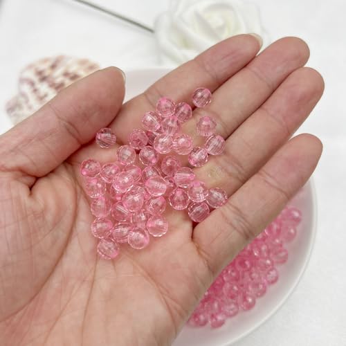 1000PCS 6MM Round Crystal Acrylic Beads Crystal Faceted Beads Spacer Beads for DIY Crafts Jewelry Making, Bracelets Necklaces Wind Chimes Suncatchers Loose Gemstones(63-Pink) - color: 63-Pink, size: 6MM