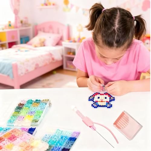 Multi-Size Fuse Beads Kits with Needle Tweezers & Picking Tray Kits, Iron Tool for Melty Beads Arts Crafts Supplies (5mm, White) - color: White