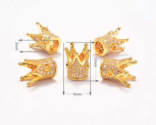 AD Beads Zircon Pave Rhinestones Crown Big Hole Bracelet Connector Spacer Beads (10pcs Mixed Color Crown (9x12mm)) - color: 10pcs Mixed Color Crown (9x12mm)