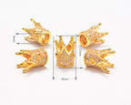 AD Beads Zircon Pave Rhinestones Crown Big Hole Bracelet Connector Spacer Beads (10pcs Mixed Color Crown (9x12mm)) - color: 10pcs Mixed Color Crown (9x12mm)