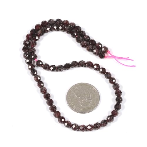 6mm Red Garnet Faceted Gemstone Round Loose Beads Strand 15.5-17" DIY Jewelry Making - color: Red Garnet