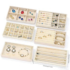 Velvet Jewelry Organizer for Drawer, 6-Piece Stackable Jewelry Trays with Removable Dividers, Drawer Organizer Inserts Set with 2 Cleaning Cloths for Women Dresser Vanity, Beige